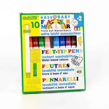 Easy Baby Felt Tip Pens, 5 mm, easy to wash out - 10 colours